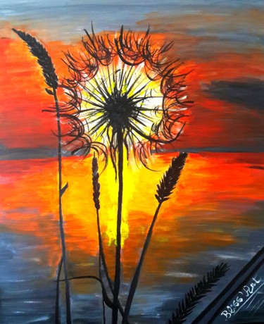 Peinture intitulée "coucher du soleil" par Bliss'Art, Œuvre d'art originale, Acrylique