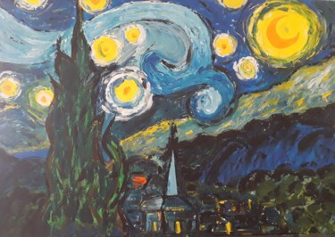 Peinture intitulée "La nuit étoilée cop…" par Bliss'Art, Œuvre d'art originale, Acrylique