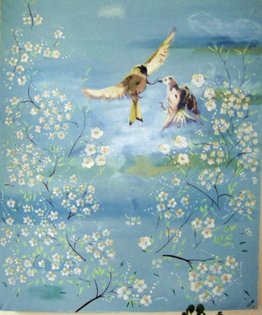 Malerei mit dem Titel "Balz" von Mi Lan, Original-Kunstwerk, Öl