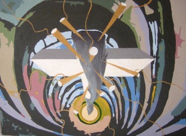 Peinture intitulée "The Golden Harpoons" par Mi Lan, Œuvre d'art originale, Huile