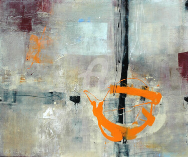 Картина под названием "Black & Orange" - Milanda De Mont, Подлинное произведение искусства, Акрил