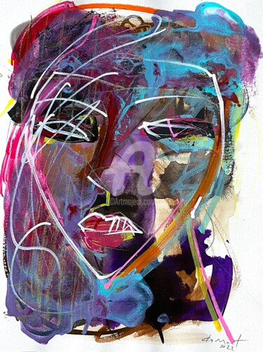 Painting titled "Head#1" by Milanda De Mont, Original Artwork, Acrylic