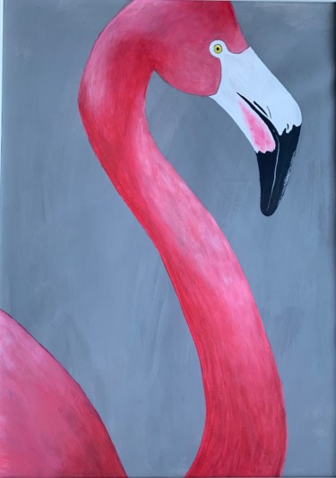 Schilderij getiteld "Flamingo" door Milaoriginals, Origineel Kunstwerk, Acryl