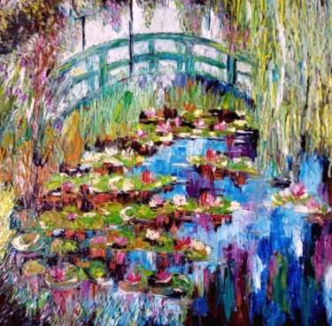 Pintura intitulada ""A lagoa do lírios"" por Mila Midrygan, Obras de arte originais, Óleo