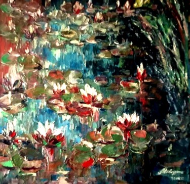 Pintura intitulada "lírio de água "A ra…" por Mila Midrygan, Obras de arte originais, Óleo