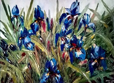 Pintura intitulada "" Iris do Campo"" por Mila Midrygan, Obras de arte originais, Óleo