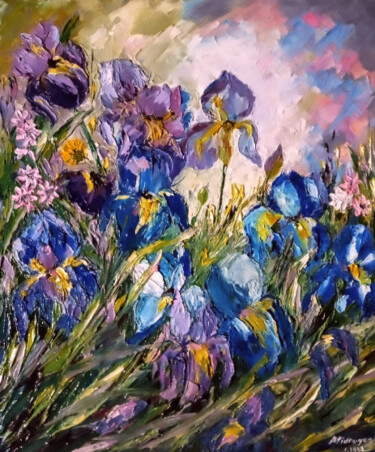 Painting titled ""Iris"" by Mila Midrygan, Original Artwork, Oil