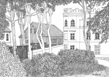 Drawing titled "City Garden / Kuldi…" by Lauris Milbrets, Original Artwork, Ballpoint pen