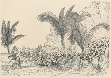 Rysunek zatytułowany „ADEJE Playa Paraiso…” autorstwa Lauris Milbrets, Oryginalna praca, Długopis żelowy