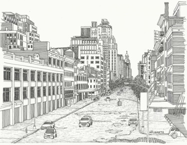 "Chelsea. New York." başlıklı Resim Lauris Milbrets tarafından, Orijinal sanat, Jel kalem