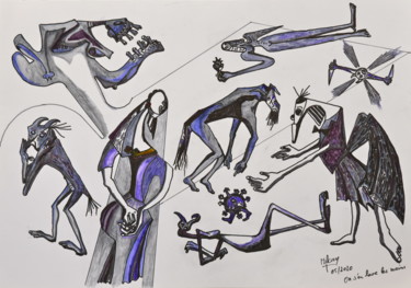 Drawing titled "On s'en lave les ma…" by François Milcar, Original Artwork, Marker