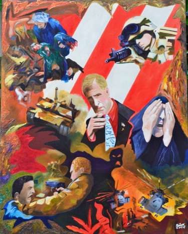 Peinture intitulée "Le fou de guerre" par François Milcar, Œuvre d'art originale, Huile