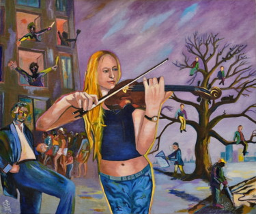 Peinture intitulée "La musique adoucie…" par François Milcar, Œuvre d'art originale, Huile