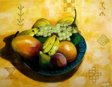Peinture intitulée "Coupe de fruits exo…" par François Milcar, Œuvre d'art originale, Huile