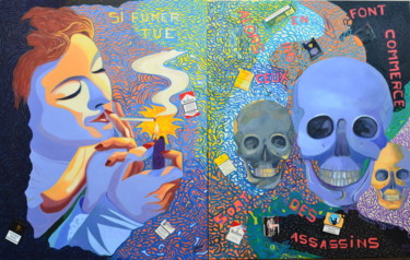Peinture intitulée "Diptyque "Si fumer…" par François Milcar, Œuvre d'art originale