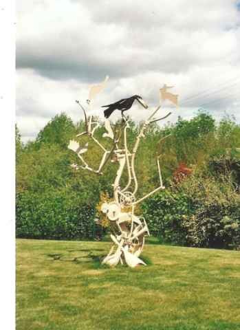 Sculpture intitulée "Maitre Corbeau" par Mile, Œuvre d'art originale