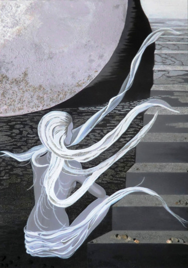 Pintura titulada "Cheminements lunair…" por Mileg, Obra de arte original, Acrílico Montado en Bastidor de camilla de madera