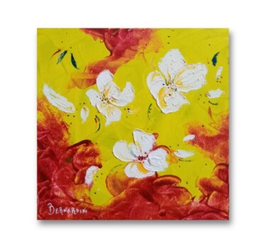 Painting titled "Amarillo" by Milena Bernardini, Original Artwork, Acrylic Mounted on Wood Stretcher frame