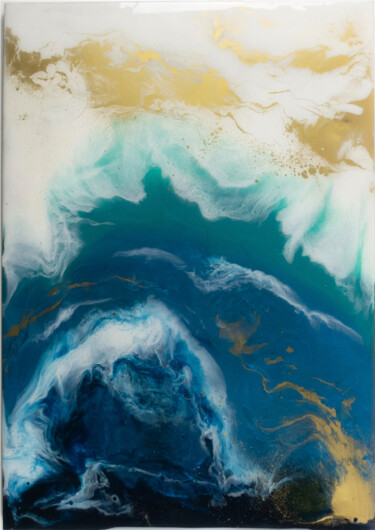 Painting titled "Whisper of Waves" by Milena Grzegorzewska, Original Artwork, Resin