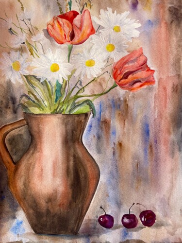 Painting titled "Flowers edition" by Milena Million, Original Artwork, Watercolor