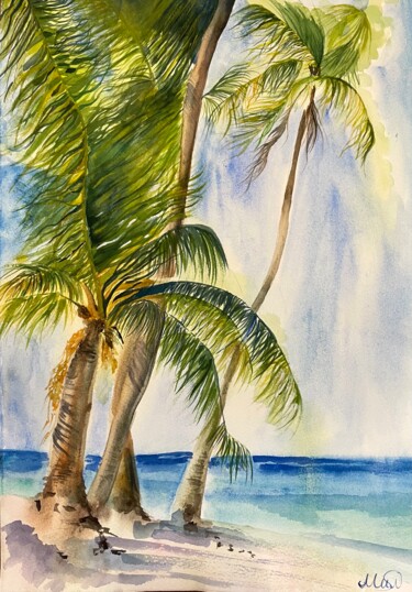 Painting titled "Dominicana vibes" by Milena Million, Original Artwork, Watercolor