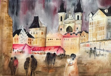 Pittura intitolato "Czech Republic" da Milena Million, Opera d'arte originale, Acquarello