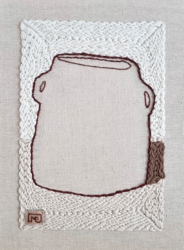 Textile Art titled "Vase Composition V’…" by Milena Paladino, Original Artwork, Embroidery