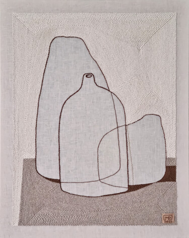 Textile Art titled "Vase Composition XI…" by Milena Paladino, Original Artwork, Embroidery
