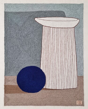 Arte textil titulada "Vase Composition VI…" por Milena Paladino, Obra de arte original, Bordado