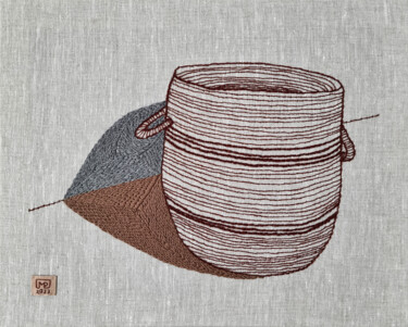 Arte textil titulada "Basket Studium I’23" por Milena Paladino, Obra de arte original, Bordado