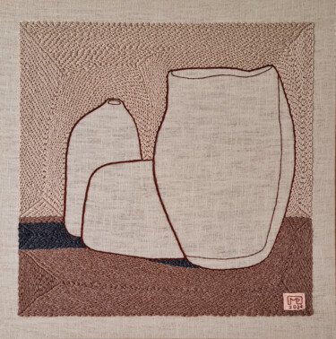 Arte têxtil intitulada "Vase Composition II…" por Milena Paladino, Obras de arte originais, Bordado