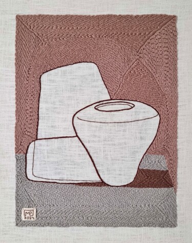 Текстильное искусство под названием "Vase Composition VI…" - Milena Paladino, Подлинное произведение искусства, вышивка