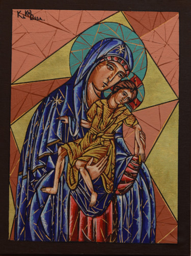 Pittura intitolato "La Madre di Dio "ki…" da Milena Pisano, Opera d'arte originale, Acrilico