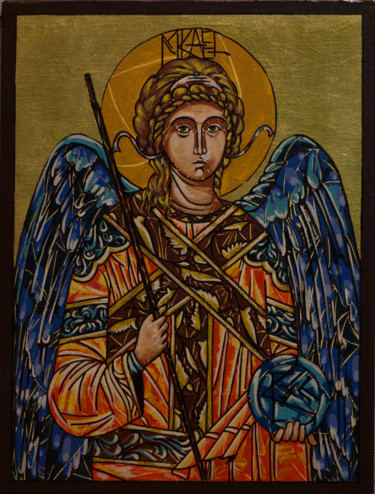 Pittura intitolato "San Michele Arcange…" da Milena Pisano, Opera d'arte originale, Acrilico