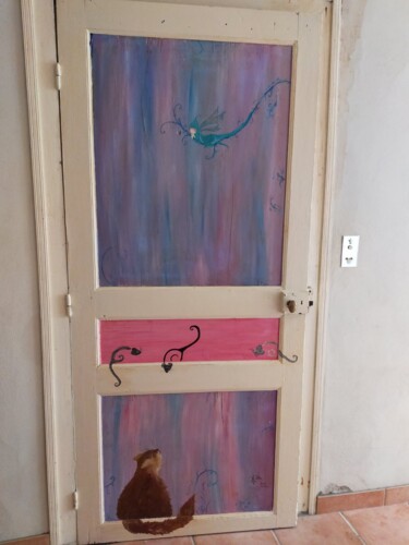 Pintura intitulada "Porte jeu du chat e…" por Miléna Rylska, Obras de arte originais, Acrílico