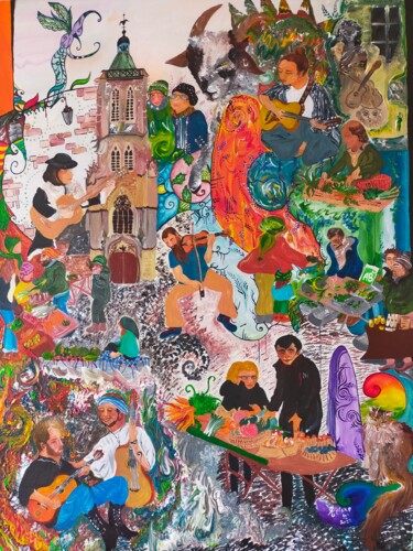 "Le marché de Fellet…" başlıklı Tablo Miléna Rylska tarafından, Orijinal sanat, Akrilik