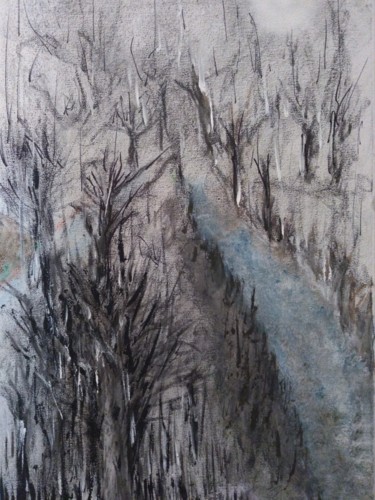 Pittura intitolato "paesaggio-invernale…" da Milena Aere, Opera d'arte originale, Altro