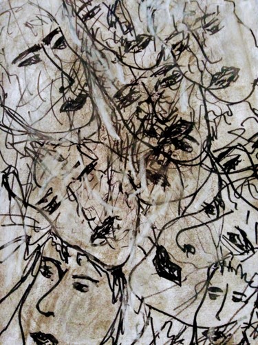 Dessin intitulée "angeli-ci-circondan…" par Milena Aere, Œuvre d'art originale, Fusain