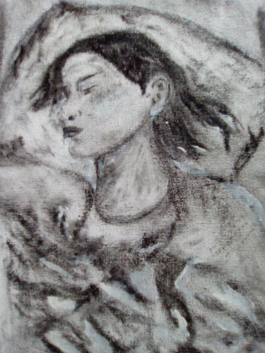 Disegno intitolato "mia-figlia.jpg" da Milena Aere, Opera d'arte originale, Carbone