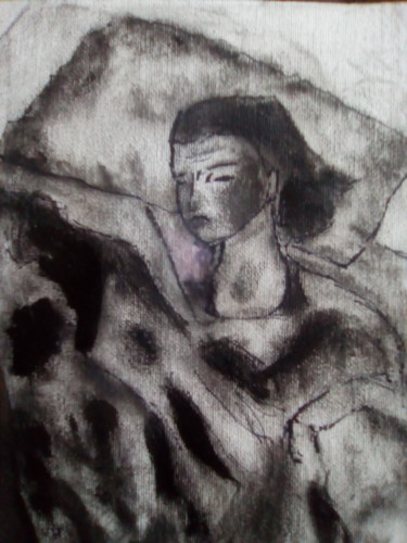 Disegno intitolato "dormire.jpg" da Milena Aere, Opera d'arte originale, Carbone