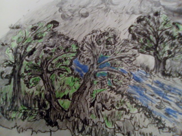 Disegno intitolato "pioggia.jpg" da Milena Aere, Opera d'arte originale, Matite colorate