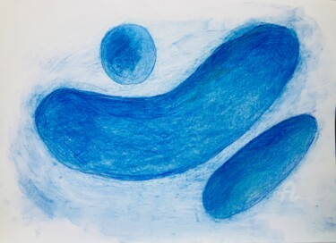 Tekening getiteld "Blue space" door Miler Art, Origineel Kunstwerk, Pastel