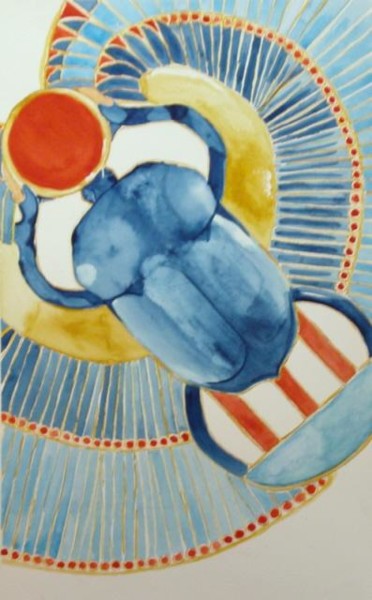 Painting titled "Mighty Scarab" by Miles Begay, Original Artwork, Oil
