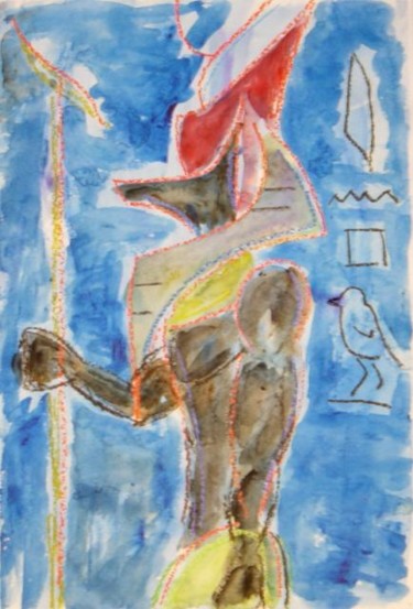Painting titled "Anubis" by Miles Begay, Original Artwork, Other