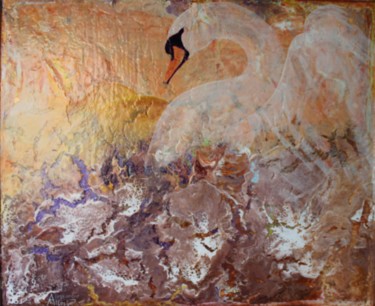 Malerei mit dem Titel "Le Cygne et Leda" von Alexandre Milesi, Original-Kunstwerk, Acryl
