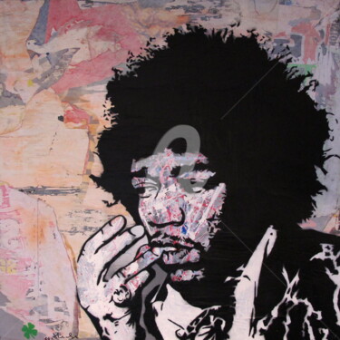Pintura intitulada "Hendrix" por Fred Milesi, Obras de arte originais