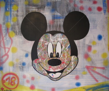 Pintura intitulada "Mickey sourie" por Fred Milesi, Obras de arte originais