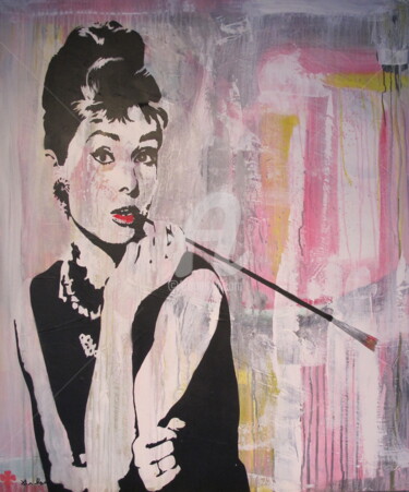 Malarstwo zatytułowany „Audrey Hepburn” autorstwa Fred Milesi, Oryginalna praca