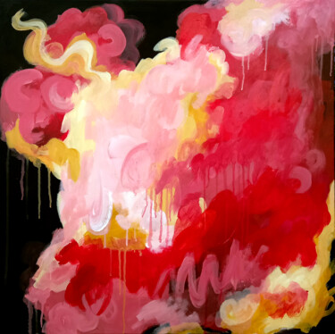 Malerei mit dem Titel "Red Storm of Emotion" von Yulia Zhdanovich (MiliArt), Original-Kunstwerk, Acryl Auf Keilrahmen aus Ho…