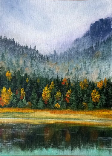 Pittura intitolato "Autumn forest" da Yulia Zhdanovich (MiliArt), Opera d'arte originale, Acrilico